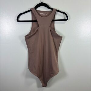 Abercrombie‎ & Fitch Taupe Sleeveless Thong Bodysuit Sz Medium